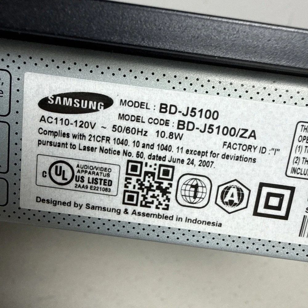 Samsung BD-J5100 Blu-ray DVD Player Wi-Fi Streaming HDMI No Remote (Tested)